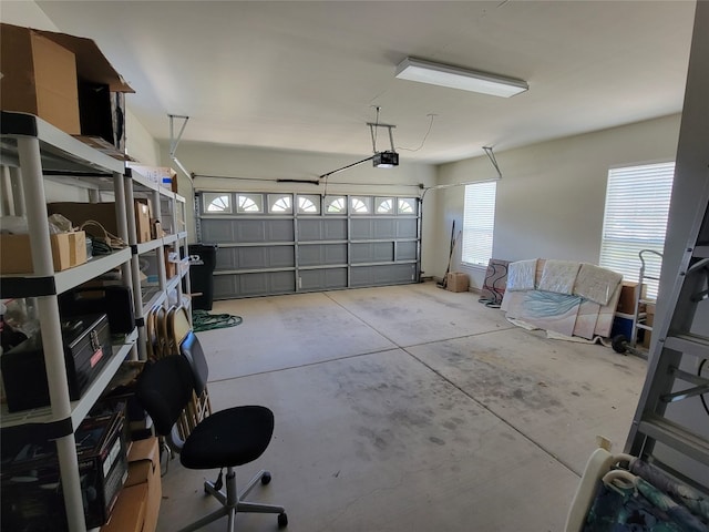 garage with a garage door opener