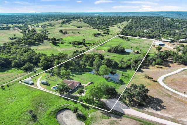 aerial view featuring a rural view