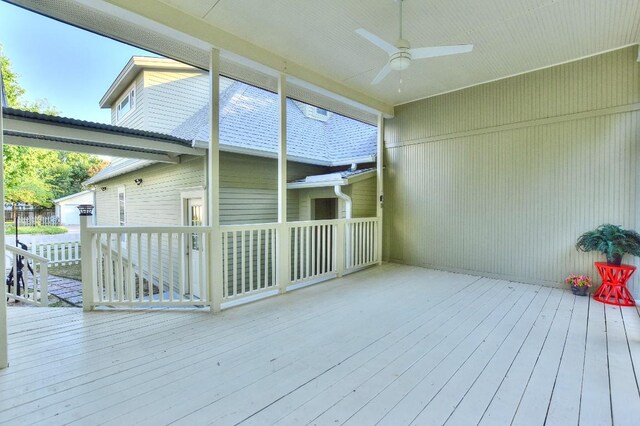 wooden terrace with ceiling fan