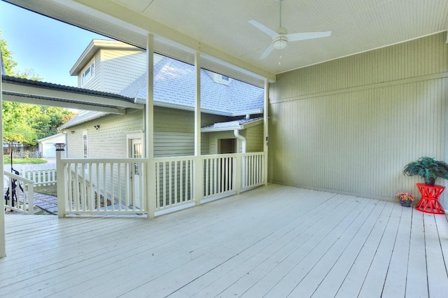 deck featuring ceiling fan