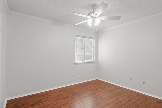 spare room featuring ornamental molding, hardwood / wood-style floors, and ceiling fan