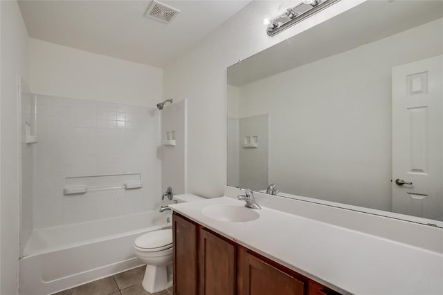 360 Wildhorse Crk, Buda, TX 78610 - bathroom with toilet, vanity, tile patterned flooring, and shower / bath combination