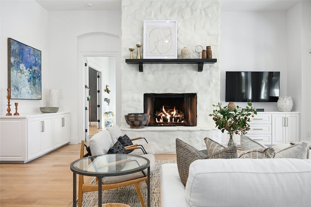 living room with light hardwood / wood-style floors