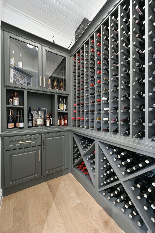 wine room featuring light hardwood / wood-style flooring