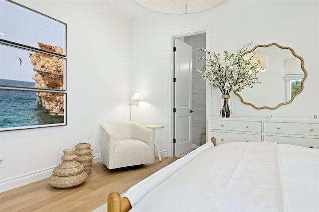 bedroom with wood-type flooring