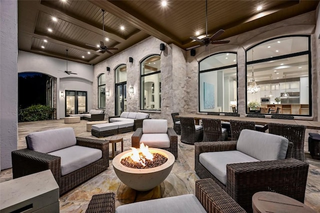 13414 Shore Vista Dr, Austin, TX 78732 - building lobby with a wood ceiling with exposed beams and recessed lighting