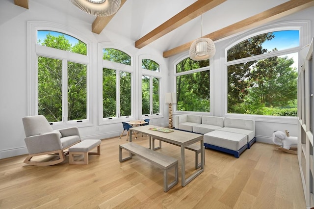 13414 Shore Vista Dr, Austin, TX 78732 - sunroom with beam ceiling, plenty of natural light, and wood finished floors