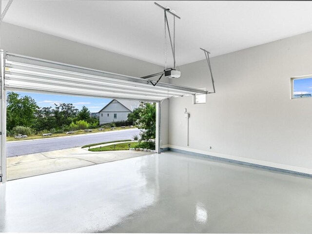 garage with a garage door opener