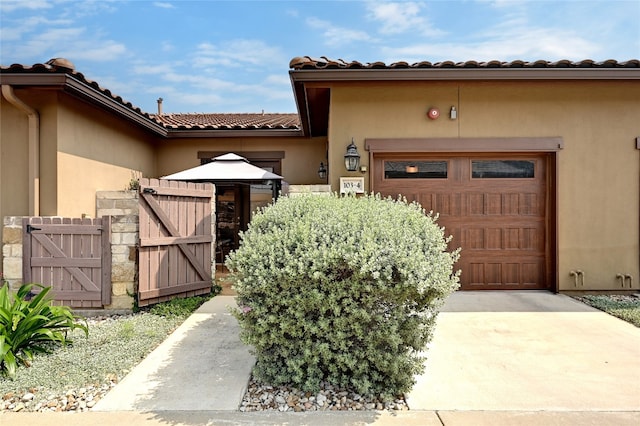 entrance to property with a garage