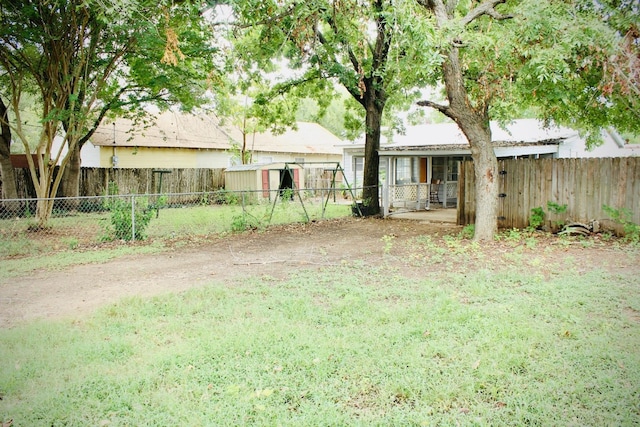 exterior space featuring a shed