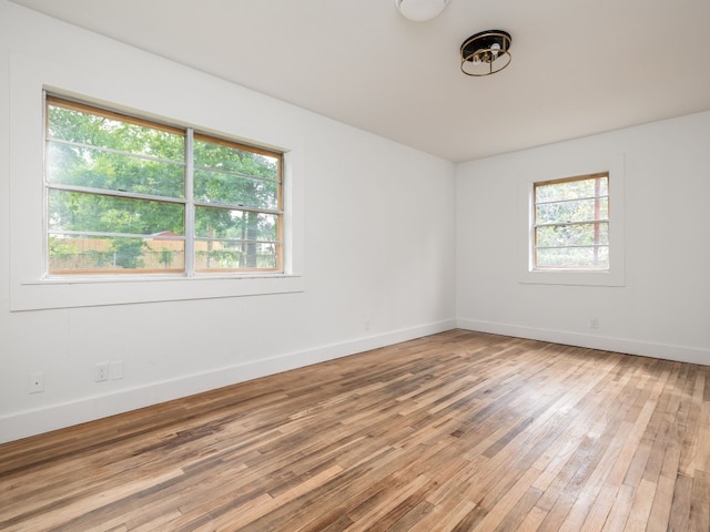 empty room featuring a wealth of natural light and hardwood / wood-style flooring