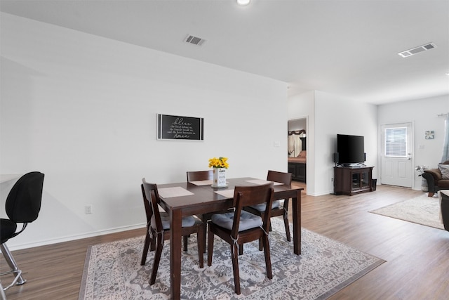 dining room with wood-type flooring