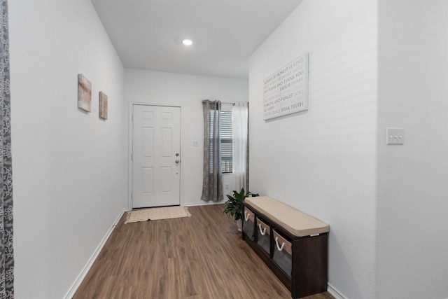 doorway featuring hardwood / wood-style floors