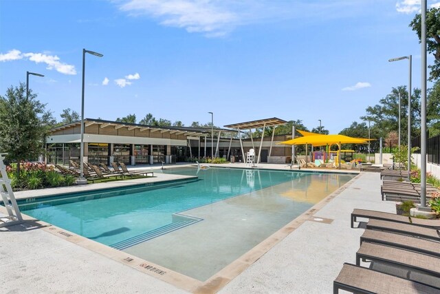 view of pool featuring a patio area