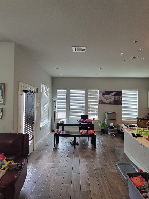 living room with hardwood / wood-style floors