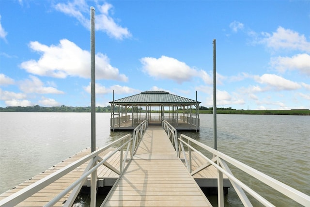 dock area featuring a water view