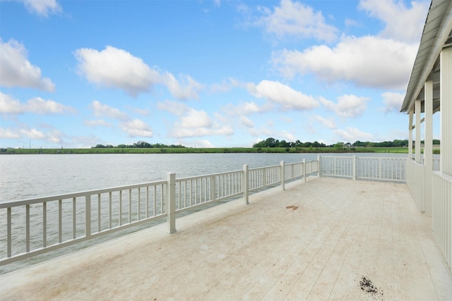 view of patio / terrace featuring a water view