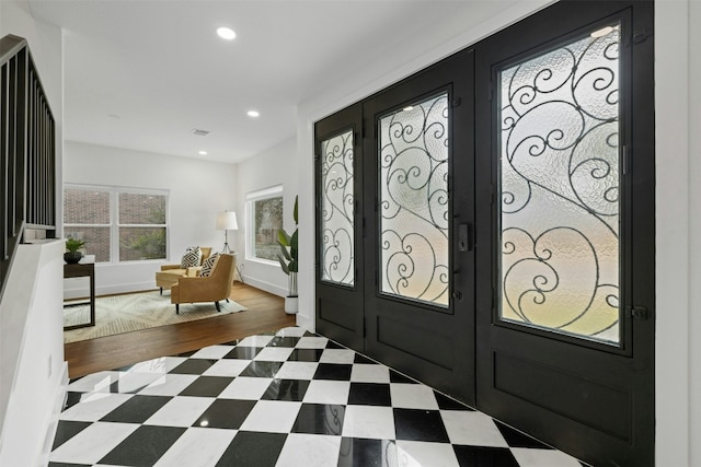 foyer featuring french doors