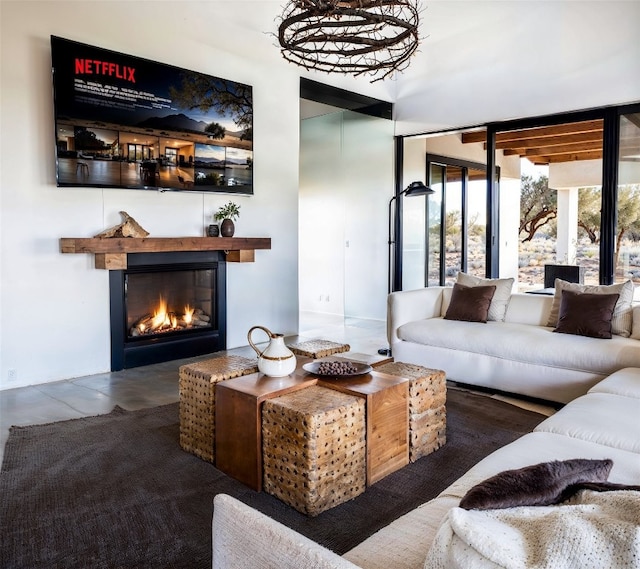 living room featuring expansive windows