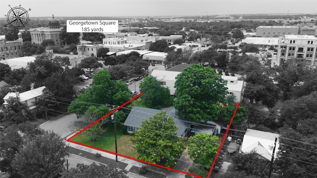 510 S Church St, Georgetown, TX 78626 - aerial view of property's location with property parcel outlined