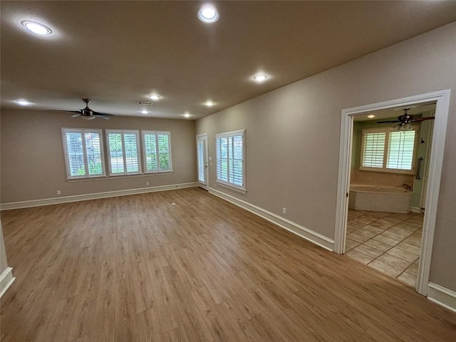 510 S Church St, Georgetown, TX 78626 - unfurnished room with recessed lighting, a ceiling fan, and wood finished floors