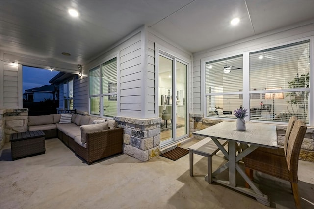 exterior space with an outdoor living space