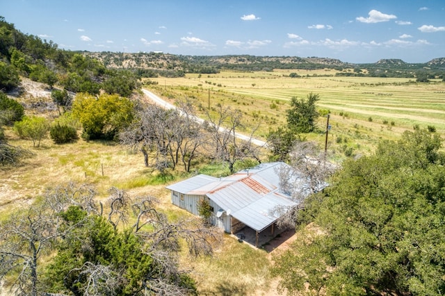 drone / aerial view with a rural view