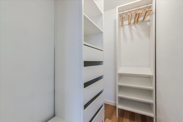 spacious closet with hardwood / wood-style floors