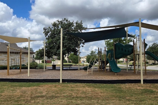 view of playground featuring a yard