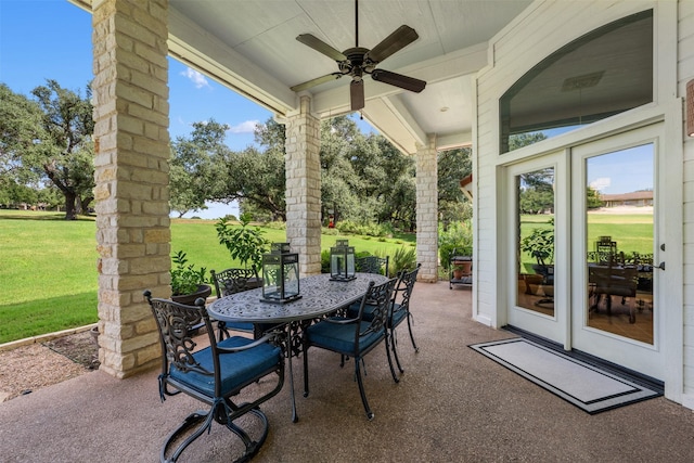 view of patio / terrace featuring ceiling fan