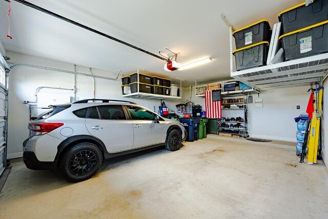 garage with a garage door opener