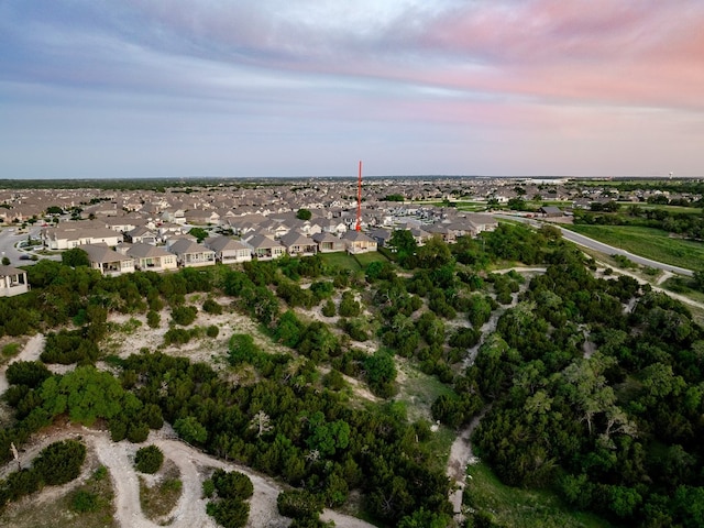 view of aerial view at dusk