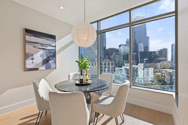 dining room with hardwood / wood-style flooring