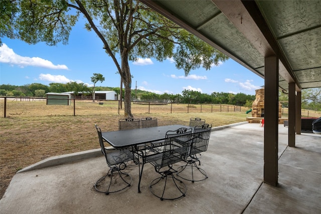 view of patio / terrace featuring a rural view