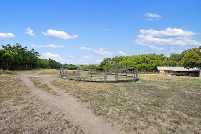 view of yard with a rural view