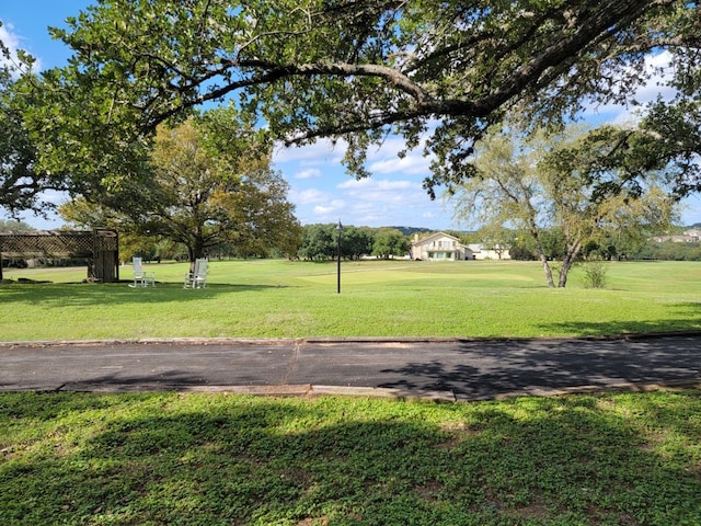 view of property's community featuring a lawn