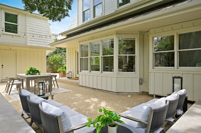 view of patio with an outdoor hangout area