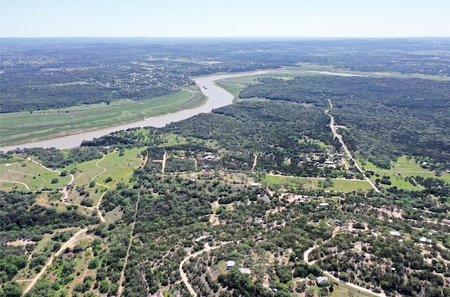 aerial view featuring a water view and a rural view