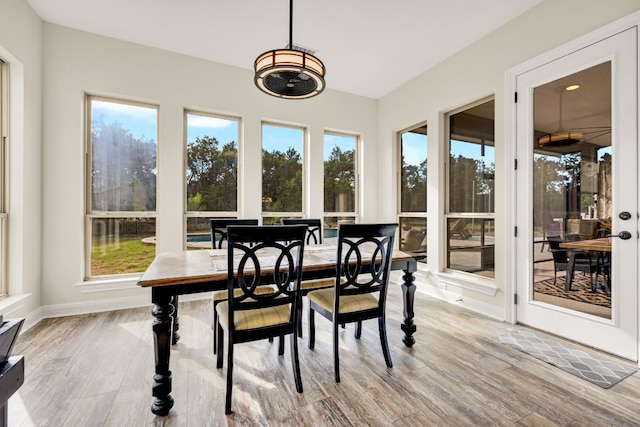 dining area with light wood-type flooring