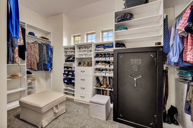 walk in closet featuring carpet