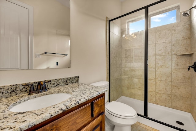 238 Landons Way, Georgetown, TX 78633 - bathroom with a stall shower, toilet, and vanity