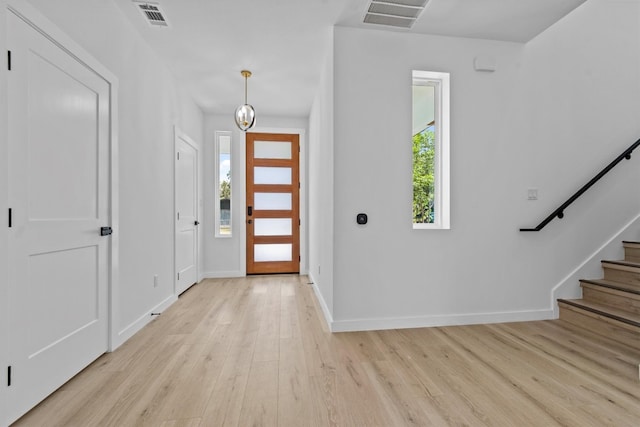 foyer featuring light wood-type flooring