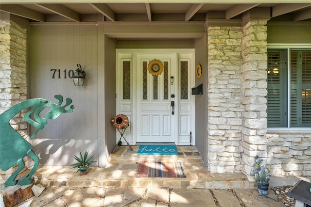 7110 Sungate Dr, Austin, TX 78731 - entrance to property with stone siding