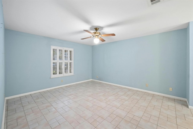 7110 Sungate Dr, Austin, TX 78731 - unfurnished room featuring visible vents, a ceiling fan, and baseboards