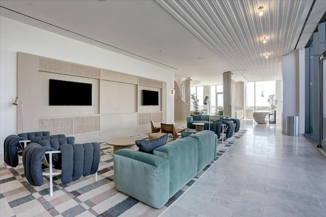 44 E Ave Unit 1709, Austin, TX 78701 - common area featuring a wall of windows