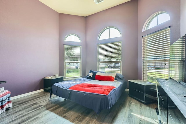 206 Swenson Dr, Hutto, TX 78634 - bedroom featuring wood finished floors and a high ceiling