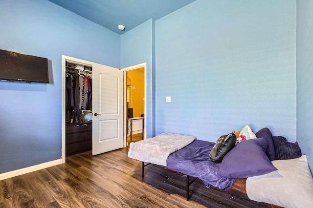 206 Swenson Dr, Hutto, TX 78634 - bedroom with wood finished floors and a closet