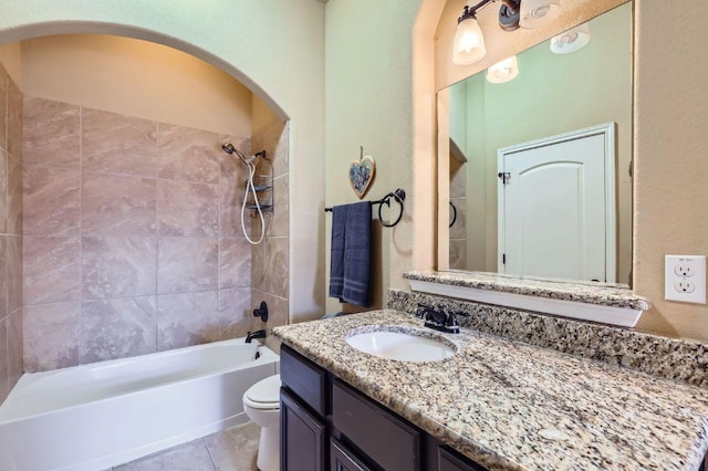 206 Swenson Dr, Hutto, TX 78634 - bathroom with vanity, bathtub / shower combination, and tile patterned floors