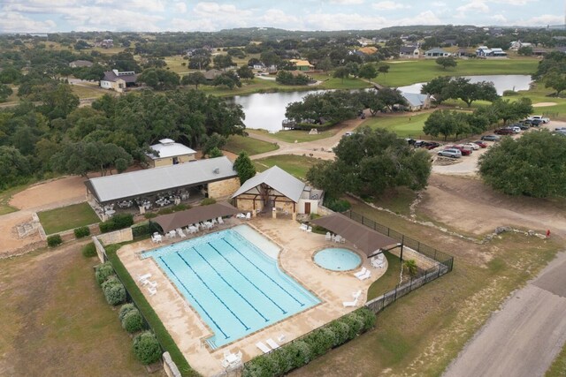 103 Hans Bell Dr, Blanco, TX 78606 - bird's eye view of a nearby body of water and a pool