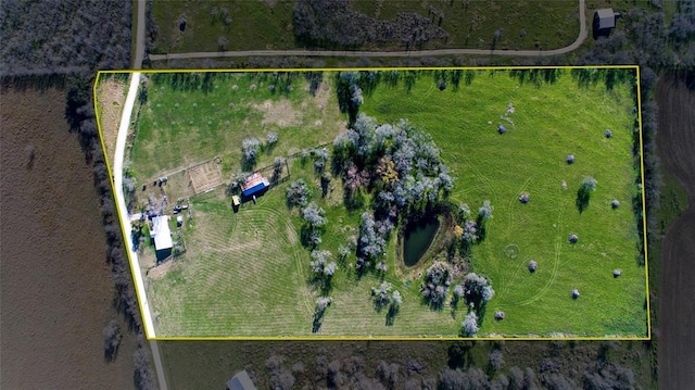 aerial view featuring a rural view